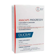 Ducray Анакапс Прогрессив БАД к пище для волос и кожи головы 30 капсул.