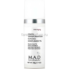 M.A.D Skincare Youth Transformation Glycolic Moisturizer 7%, Омолаживающий увлажняющий крем с гликолевой кислотой 50 гр.