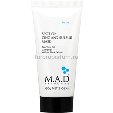 M.A.D Skincare Spot On Zinc And Sulfur Mask, Подсушивающая маска с цинком и серой 60 гр.