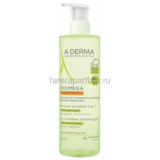 А-дерма Exomega Control Очищающий гель 2 в 1 для тела и волос 500 мл., Средства: Гель, Обьём: 500 мл.