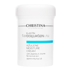 Christina Увлажняющий крем с витаминами A, E и гиалуроновой кислотой для нормальной кожи "Эластин, коллаген, азулен" 250 мл., Средства: Крем, Обьём: 250 мл.