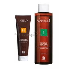 System 4 Набор № 12 Шампунь 1 для нормальной и жирной кожи головы 250 мл. + Терапевтический бальзам "H" для сухих и поврежденных волос 150 мл.)