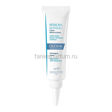 Ducray Керакнил Гликолик+ Очищающий матирующий крем против закупоривания пор, черных точек и жирного блеска 30 мл.
