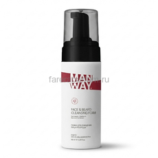 Man Way Face & Beard cleansing foam Пенка для очищения лица и бороды 160 мл.