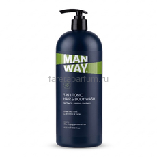 Man Way 3 in 1 Tonic hair & body wash Шампунь-гель для волос и тела тонизирующий 1000 мл., Средства: Средство 3-в-1, Обьём: 1000 мл.