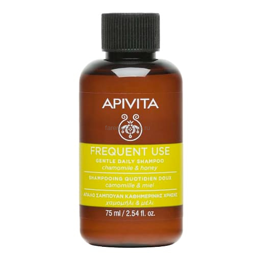Apivita Мягкий шампунь для частого использования с Ромашкой и Мёдом 75 мл., Средства: Шампунь, Обьём: 75 мл.