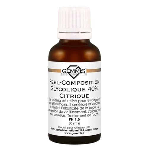 Gemmis Peel-Composition Glycolique 40 % Сitrique. PH 1.5 Гликолево-лимонная пил-композиция 40% 30 мл.