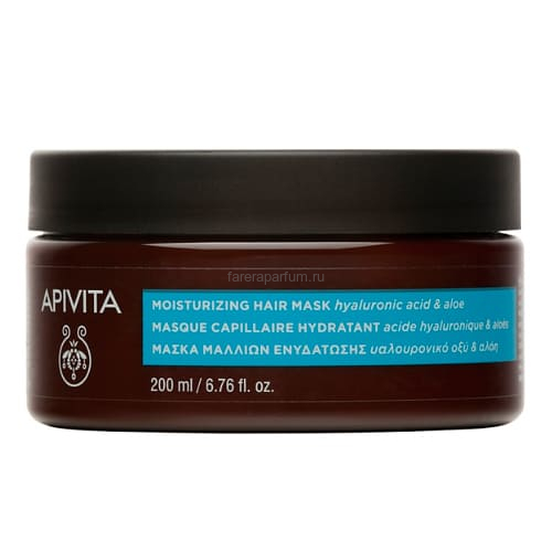 Apivita Увлажняющая маска для волос с Гиалуроновой кислотой и Алое 200 мл.