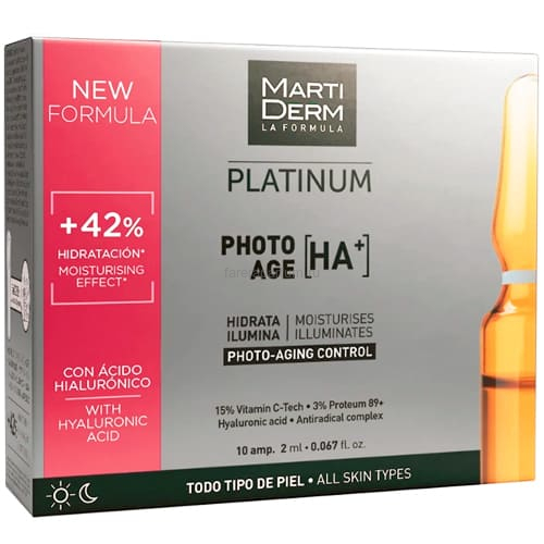 MartiDerm Платинум Ампулы "Коррекция фотостарения" Гиалуроновая кислота 10*2 мл., Средства: Ампулы, Обьём: 20 мл.