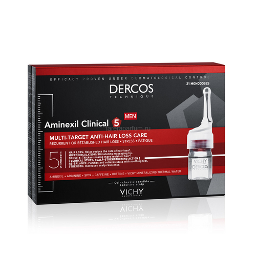 VICHY DERCOS AMINEXIL Intensive 5 средство против выпадения волос для мужчин, 21 шт, изображение 3
