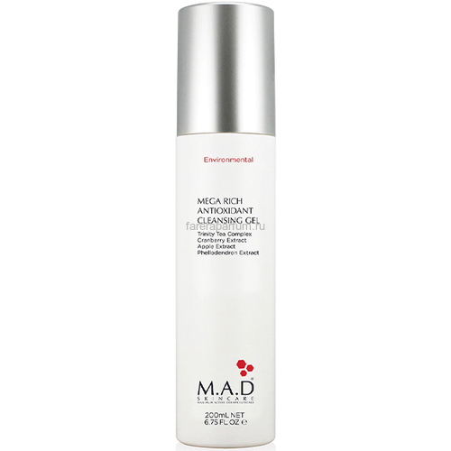 M.A.D Skincare Mega Rich Antioxidant Cleansing Gel, Очищающий гель, обогащенный антиоксидантами 200 мл.