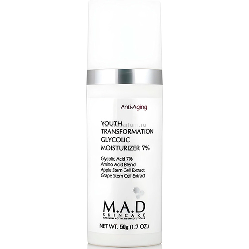 M.A.D Skincare Youth Transformation Glycolic Moisturizer 7%, Омолаживающий увлажняющий крем с гликолевой кислотой 50 гр.
