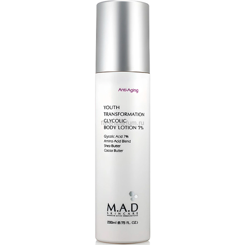 M.A.D Skincare Youth Transformation Glycolic Body Lotion 7%, Омолаживающий лосьон для тела с 7% гликолевой кислотой 200 мл.