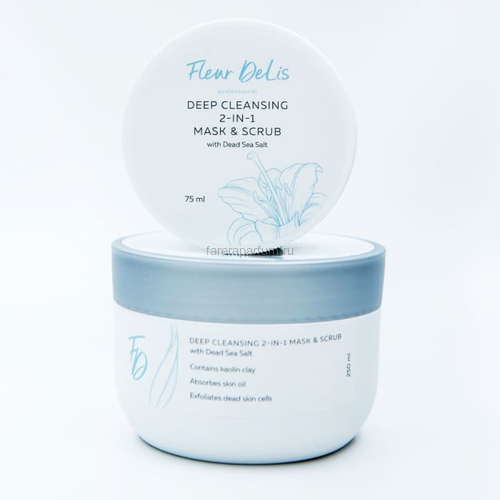 Fleur DeLis Deep Cleansing 2-in-1 Mask & Scrub with Dead Sea Salt Скраб-маска глубокого очищения с солями Мертвого моря для лица, шеи и декольте 75 мл., Средства: Маска-скраб, Обьём: 75 мл.