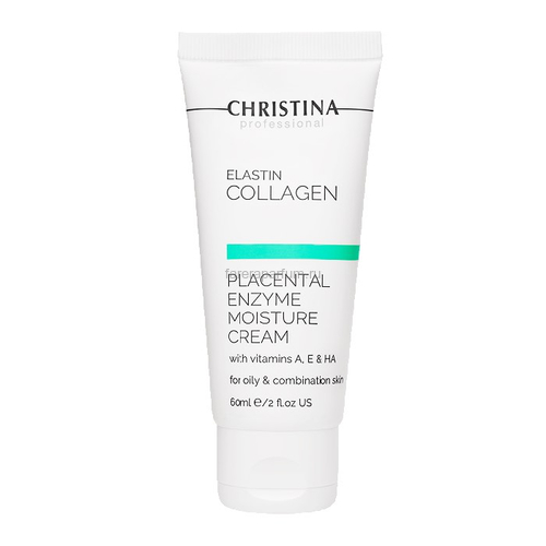Christina Увлажняющий крем с витаминами A, E и гиалуроновой кислотой для жирной и комбинированной кожи "Эластин, коллаген, плацентарный фермент" 60 мл.
