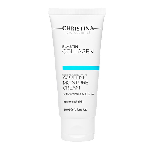 Christina Увлажняющий крем с витаминами A, E и гиалуроновой кислотой для нормальной кожи "Эластин, коллаген, азулен" 60 мл., Средства: Крем, Обьём: 60 мл.