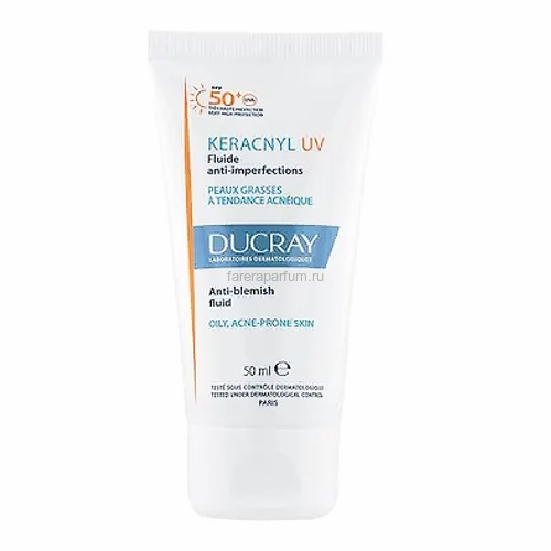 Ducray Керакнил UV 50+ Флюид против несовершенств для жирной кожи, склонной к акне SPF50+ 50 мл.