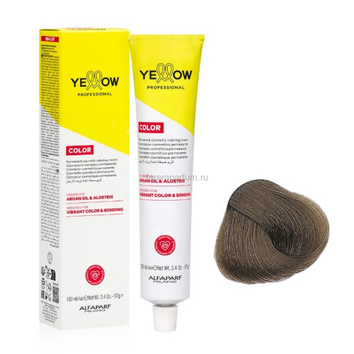 Yellow Ye Color Перманентная крем-краска 100 мл., Средства: Крем-краска, Цвет: 7.17 Очень светлый пепельно-матовый блонд, изображение 2