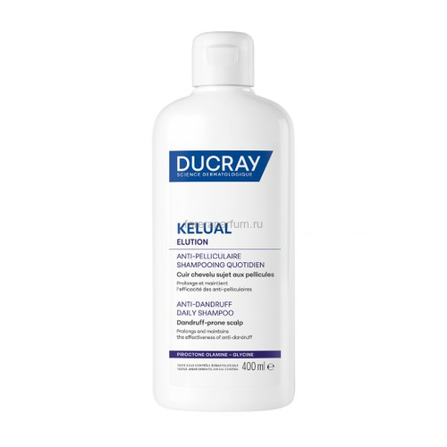 Ducray Kelual Elution Поддерживающий ежедневный шампунь для кожи головы, склонной к перхоти 400 мл.