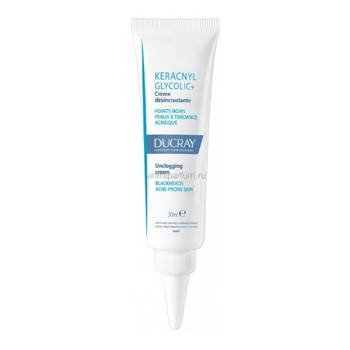 Ducray Керакнил Glycolic+ Очищающий матирующий крем против закупоривания пор, черных точек и жирного блеска 30 мл.