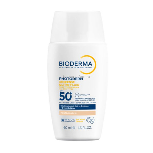 Bioderma Фотодерм Xdefense SPF 50+ Солнцезащитный флюид для всех типов кожи, очень светлый оттенок 40 мл.