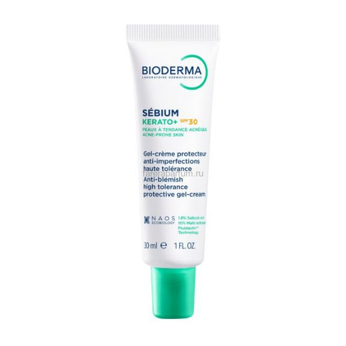 Bioderma Себиум Керато+ SPF30 Солнцезащитный гель-крем против несовершенств кожи 30 мл.